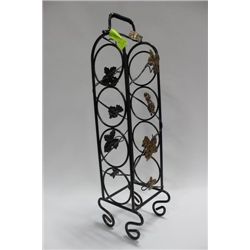 IVY AND WROUGHT IRON WINE STAND, 4 BOTTLE