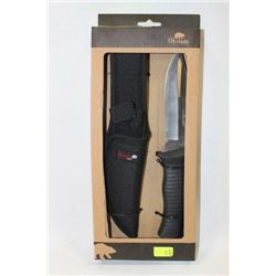 OLYMPIA RUBBER HANDLE HUNTING KNIFE WITH CASE