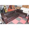 Image 1 : BROWN LEATHER APT SIZE MINI PULLOUT SECTIONAL