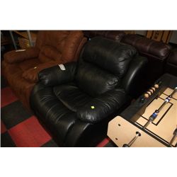 BLACK LEATHER ROCKER RECLINING CHAIR