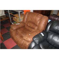 BROWN FABRIC ROCKER RECLINING SOFA CHAIR