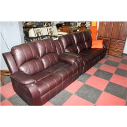 415-126-22BROWN LEATHER RECLINGING SOFA & LOVESEAT