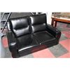 Image 1 : BLACK LEATHERETTE LOVESEAT NO LEGS, SOLD AS IS