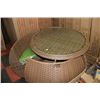 Image 1 : RATTAN STYLE ROUND PATIO TABLE W/4 NESTING CHAIRS