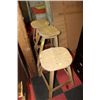 Image 1 : SET OF 3 HAND MADE WOOD SWIVEL STOOLS