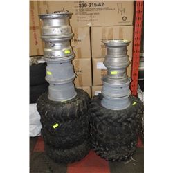 2 STACKS OF ASST. QUAD RIMS AND TIRES