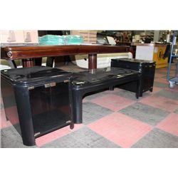 BLACK GLASSTOP COFFEE AND END TABLE SET, 3 PC