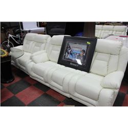 NEW WHITE LEATHER RECLINING SOFA AND LOVESEAT