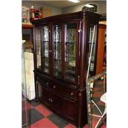 NEW WOOD ETCHED GLASS BUFFET AND HUTCH