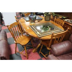 SOLID MAPLE TABLE W/ LEAF & 6 CHAIRS