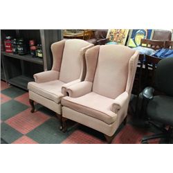 PINK WINGBACK PARLOUR CHAIR X 2