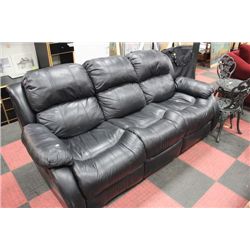 BLACK LEATHER RECLINING COMFY SOFA