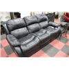 Image 1 : BLACK LEATHER RECLINING COMFY SOFA