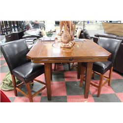 BAR TABLE WITH QUADRUPLE DROP LEAVES & 2 STOOLS