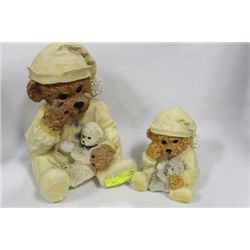 SET OF 2 TEDDY BEAR ORNAMENTS