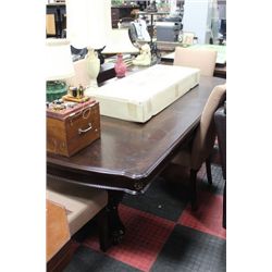 NEW WOOD DOUBLE PEDESTAL TABLE W/ 4 FABRIC