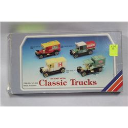BOX OF DIE CAST CLASSIC METAL TRUCKS