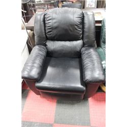 BLACK LEATHER RECLINING ROCKING CHAIR