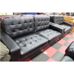 BLACK LEATHER DESGINER SOFA AND LOVESEAT