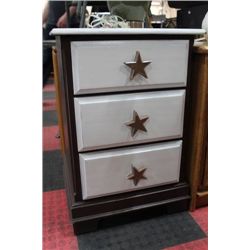 3 DRAWER 2 TONE STAR HANDLE NIGHTSTAND
