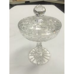 Pinwheel Crystal Pedestal Covered Dish (7.5" high)