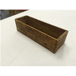 Vintage Carmel Brand Cream Cheese Wood Box (11  long, 3.5  wide, 3  high)