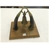 Image 1 : Genuine Horns Mounted With Brass Bell on Wood Base