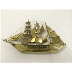 Retro Brass Sailing Ship (16" long)