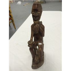 Hand Carved Solid Wood Male Sculpture (17.5" high)