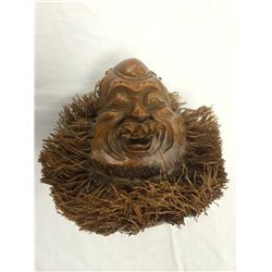 Hand Carved Slid Wood Bearded Man Sculpture