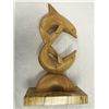 Image 1 : Hand Carved Solid Wood Dolphins Sculpture (17.5" high)