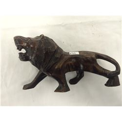 Hand Carved Solid Wood Lion (9" long)