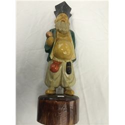 Vintage Hand Carved and Hand Painted Chinese Sculpture (17" high)