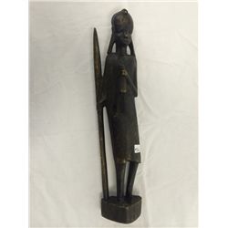 Hand Carved Solid Wood Sculpture (14" high)