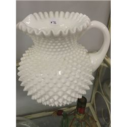 Milk Glass Hobnail Pitcher (7.5" high)