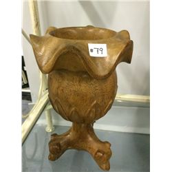 Hand Carved Solid Wood Dog Motif Urn (8.25" high)