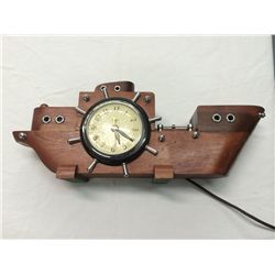 United Retro Ship Clock With 2 Lights (17" long)