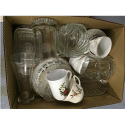 Box Lot of Vintage Glass & Porcelain Items