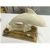 Image 1 : Dolphin Figurine With Hand Crafted Wood Base (14" long, 9" high)