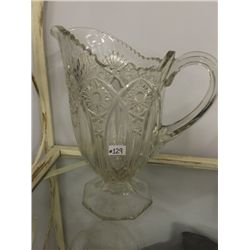 Antique Pinwheel Pressed Glass Pitcher