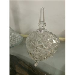 German Pinwheel Crystal Footed Dish With Cover