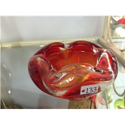 Hand Blown Red Art Glass Bowl (5  diameter)