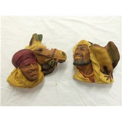 2 Bossom Chalkware Wall Figures