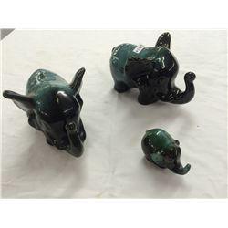 Set of 3 Blue Mountain Pottery Elephants