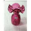 Image 1 : Hand Blown Cranberry Glass Vase (7" high)