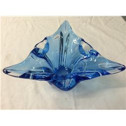 Hand Blown Blue Art Glass Bowl