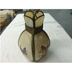 Retro Stain Glass Hanging Light With Butterfly Motif
