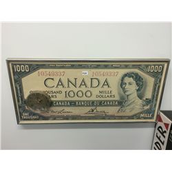 Framed Oversized $1,000 With Clock (9.75" X 21")