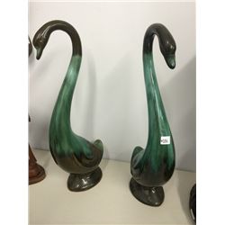 Pair of Japan Made Pottery Swans (15" high)