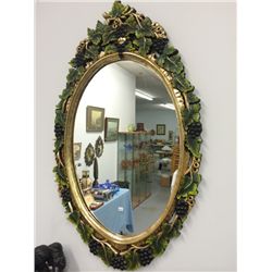 Carved Hand Painted Grape Motif Mirror
